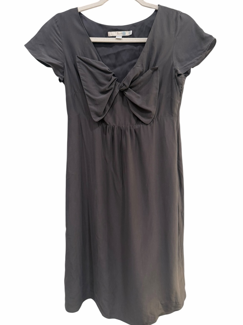Women’s‎ Boden Grey Silk Blend Dress Short Sleeve Bow Babydoll A-line US Size 2